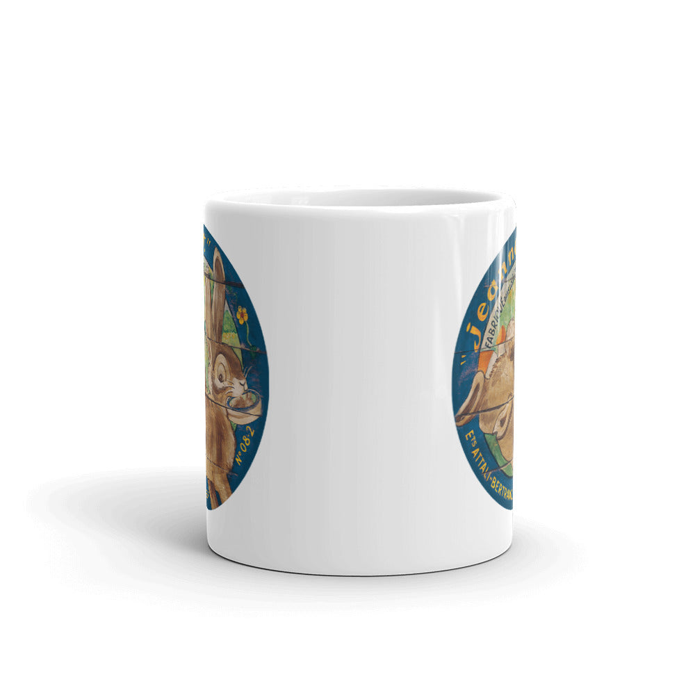 Brown Rabbit White Glossy Mug