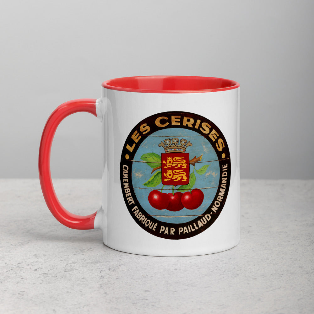 Red Cherries with black border Mug with Color Inside