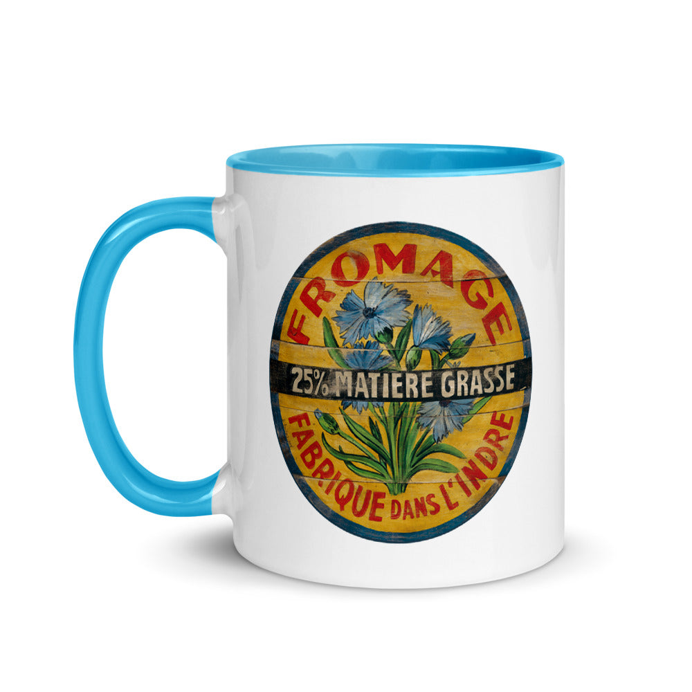 Blue Flower on Yellow Mug with Color Inside