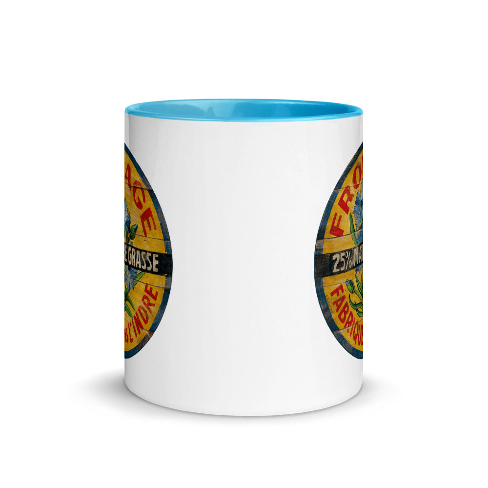 Blue Flower on Yellow Mug with Color Inside