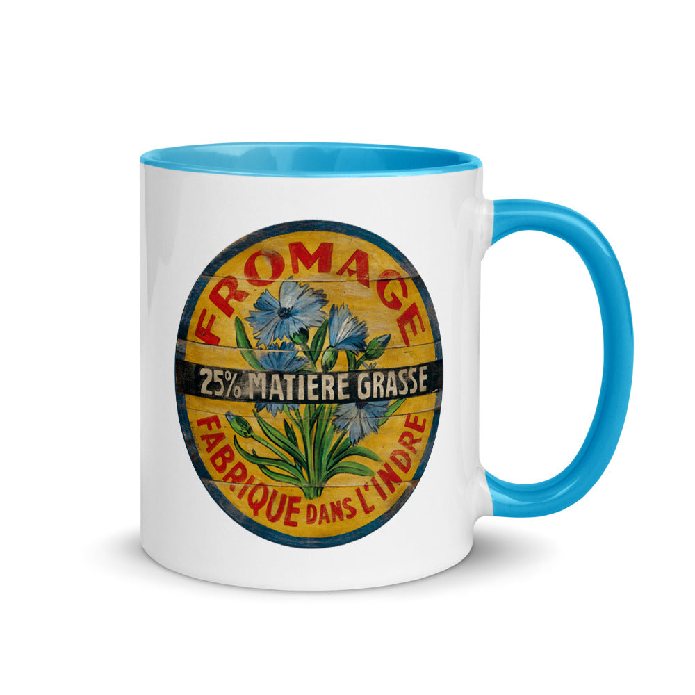 Blue Flower on Yellow Mug with Color Inside