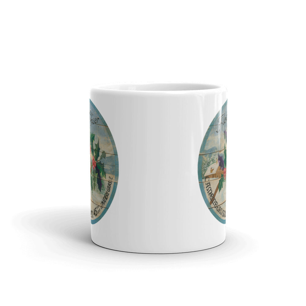 Winter Holly White Glossy Mug