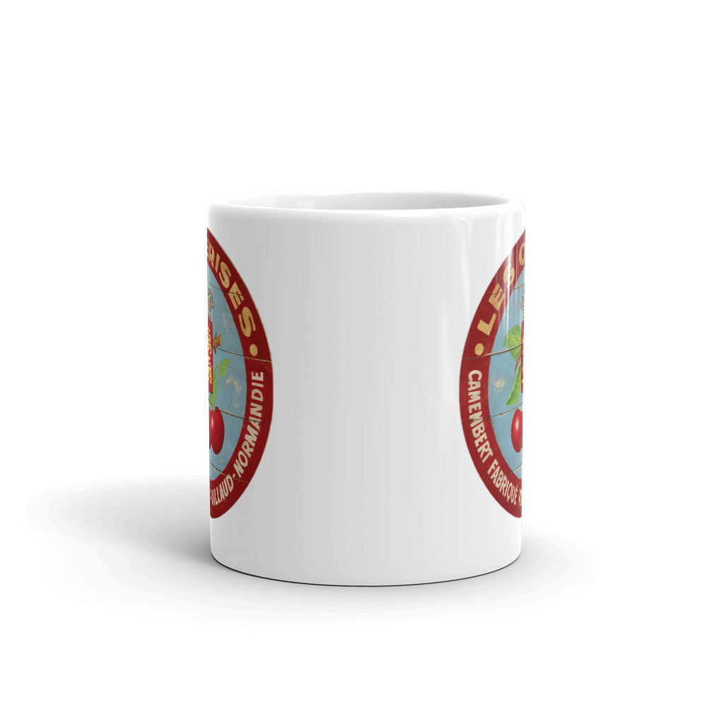 Cherries with Red Border White Glossy Mug