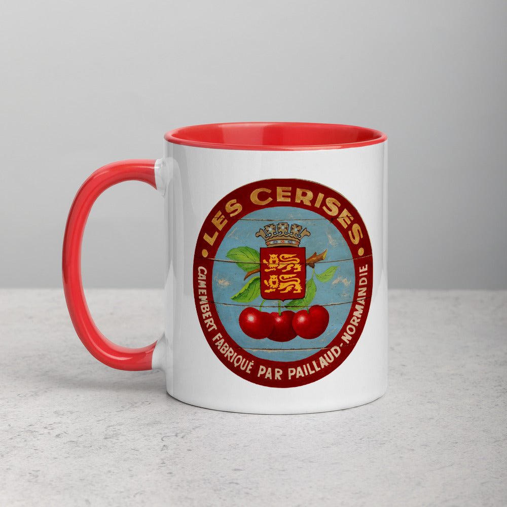 Cherries with red border Mug with Color Inside