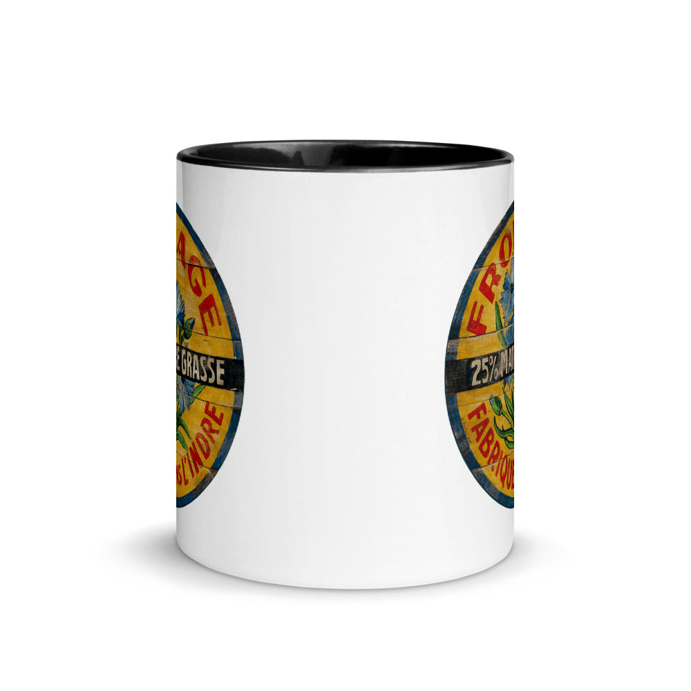 Blue Flower on Yellow Mug with Color Inside