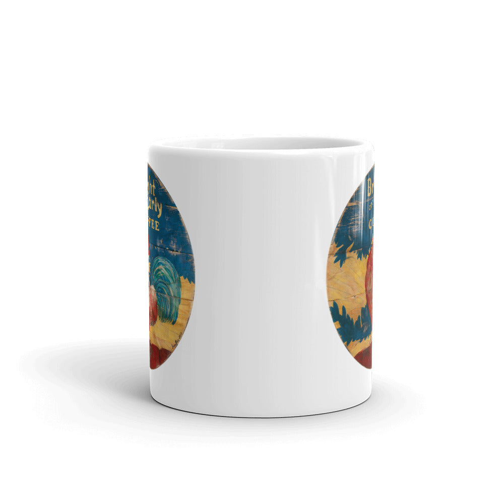 Bright & Early Rooster White Glossy Mug