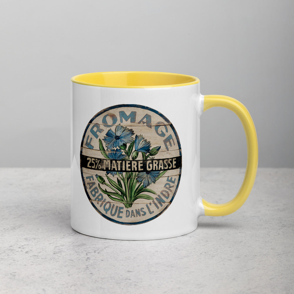 Blue and White Flower Mug with Color Inside