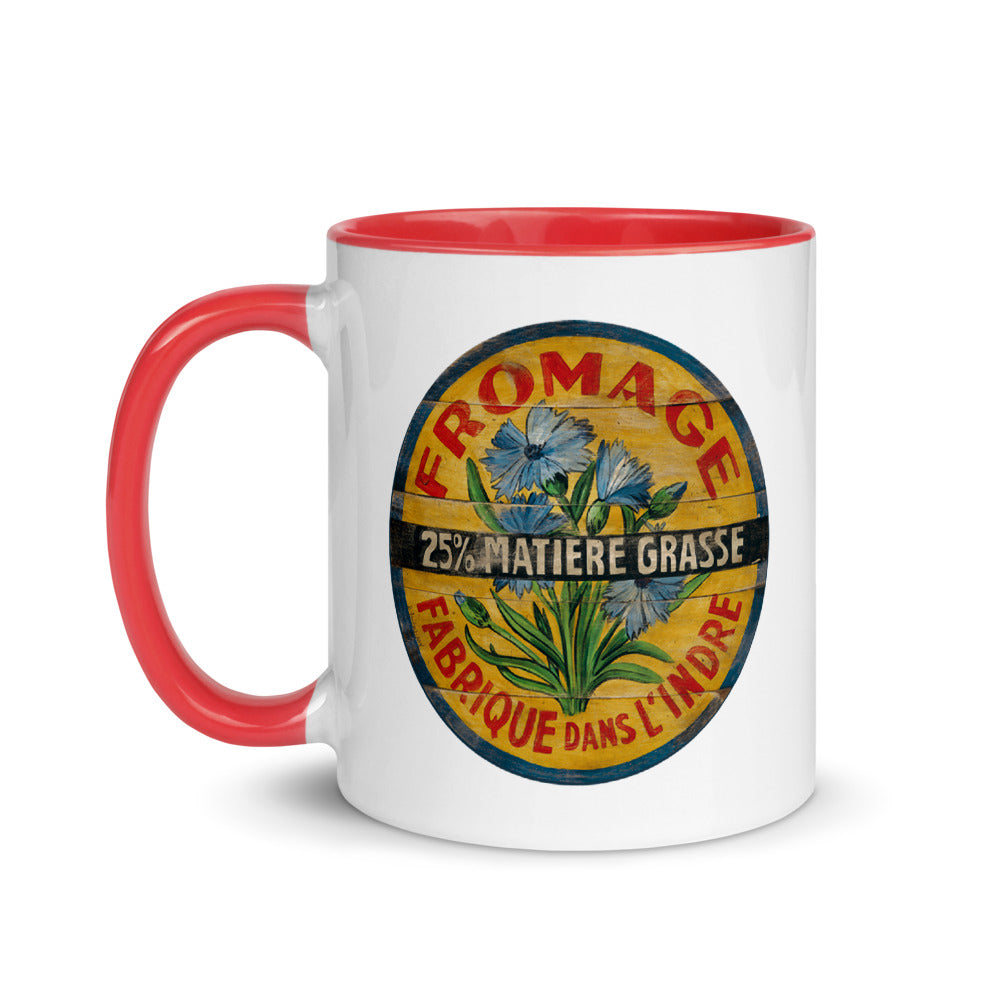 Blue Flower on Yellow Mug with Color Inside
