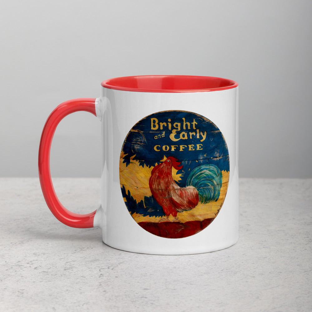 Bright & Early Rooster Mug with Color Inside