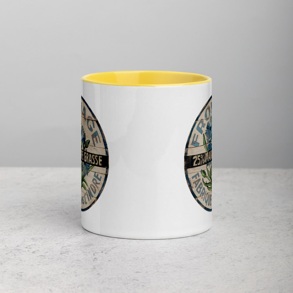 Blue and White Flower Mug with Color Inside