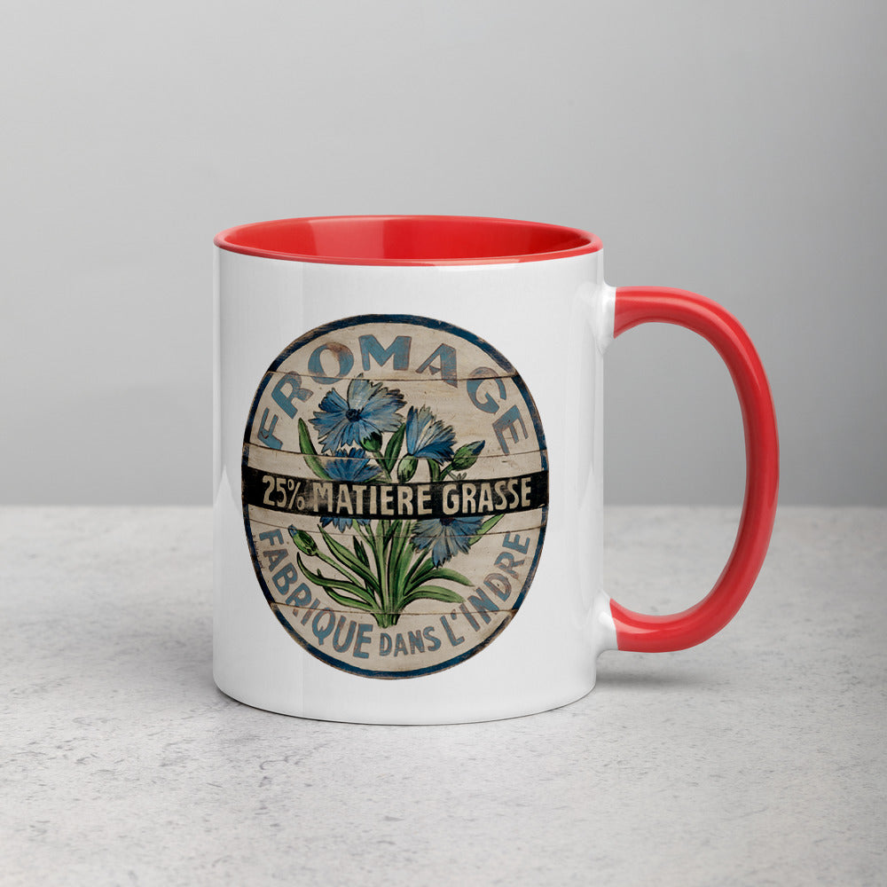 Blue and White Flower Mug with Color Inside