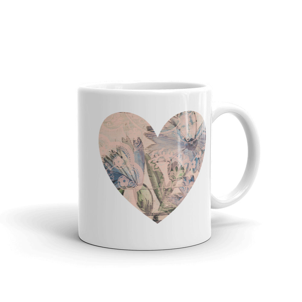 Heart Mug with our Blue Flower Art