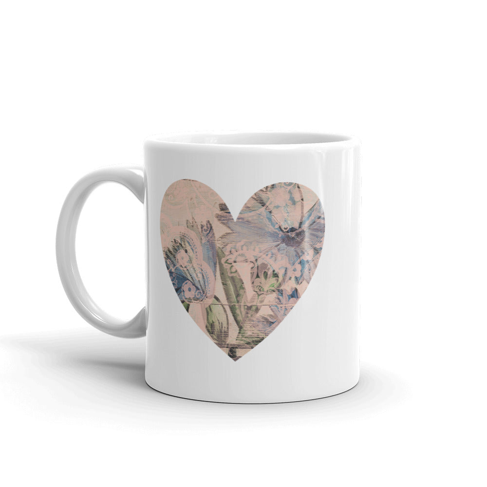 Heart Mug with our Blue Flower Art
