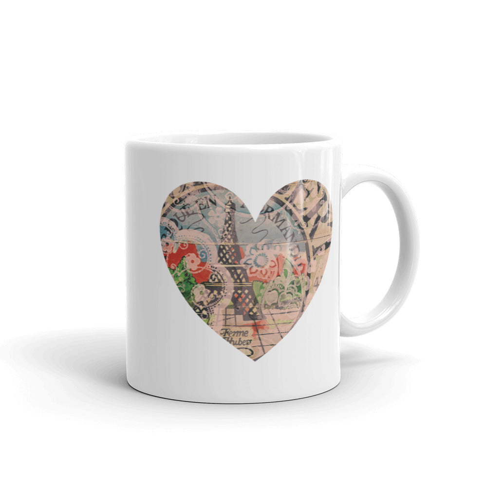 Heart Mug with our Eiffel Tower Art