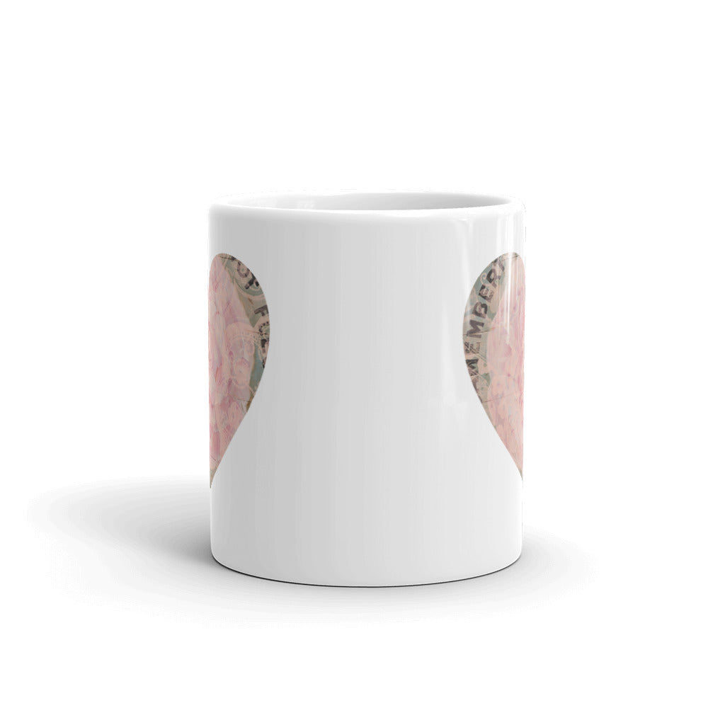 Heart Mug with our Pink Flower Art