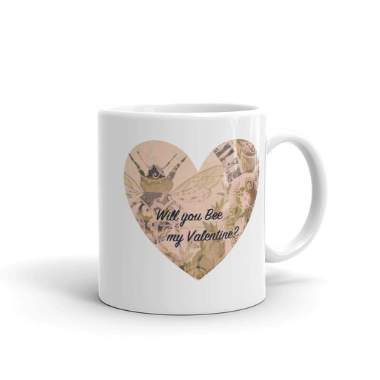 Heart Mug with Bee My Valentine Art