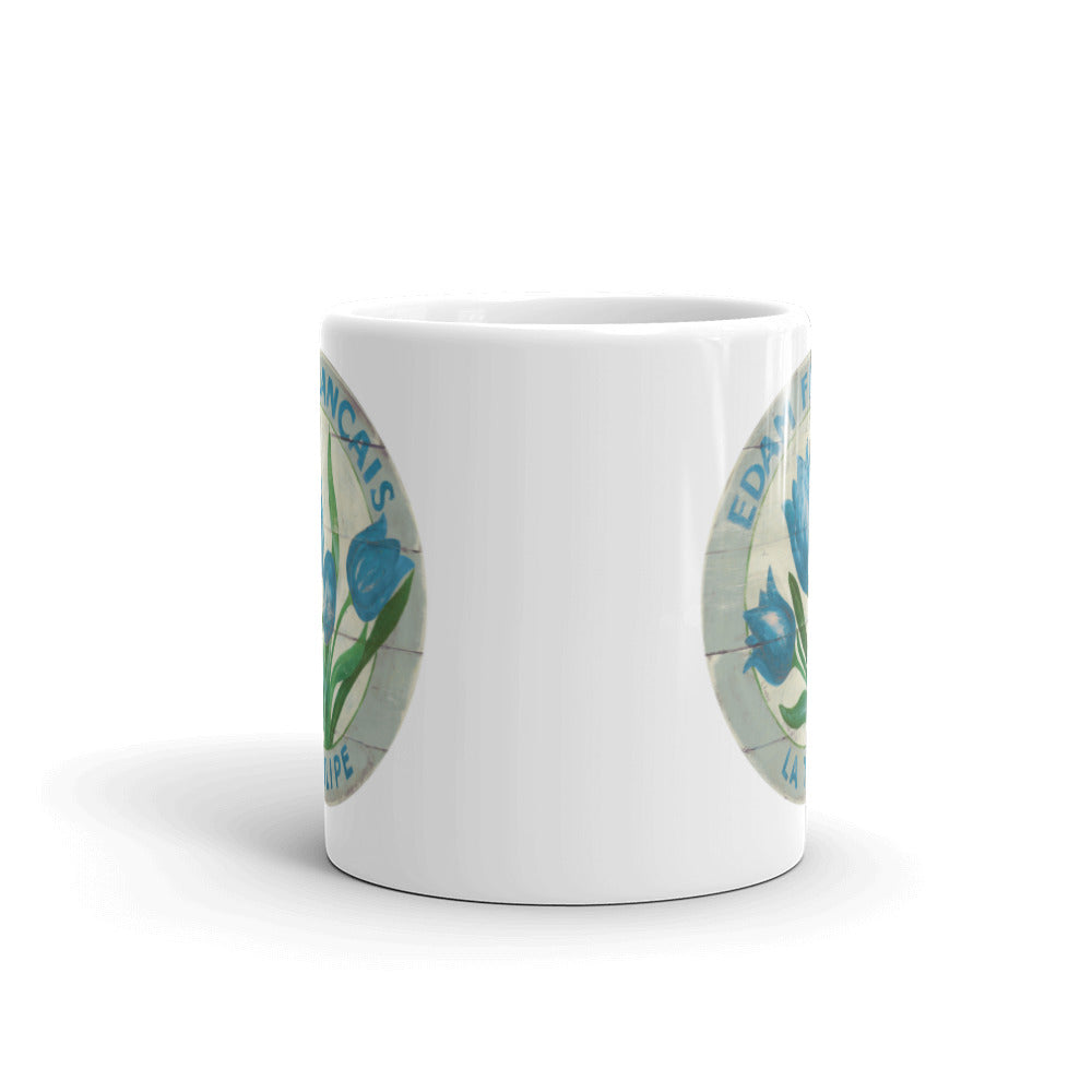 Blue Tulip White Glossy Mug