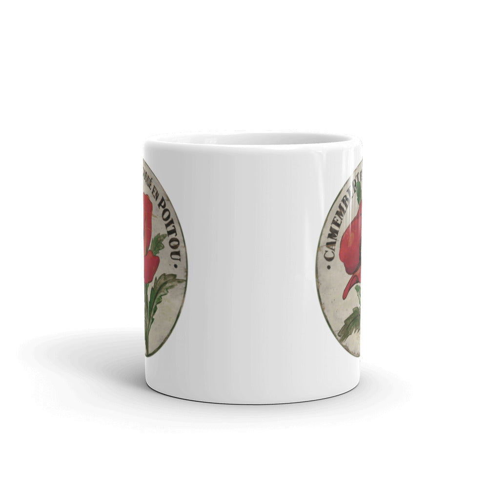 Red Poppy Stem White Glossy Mug
