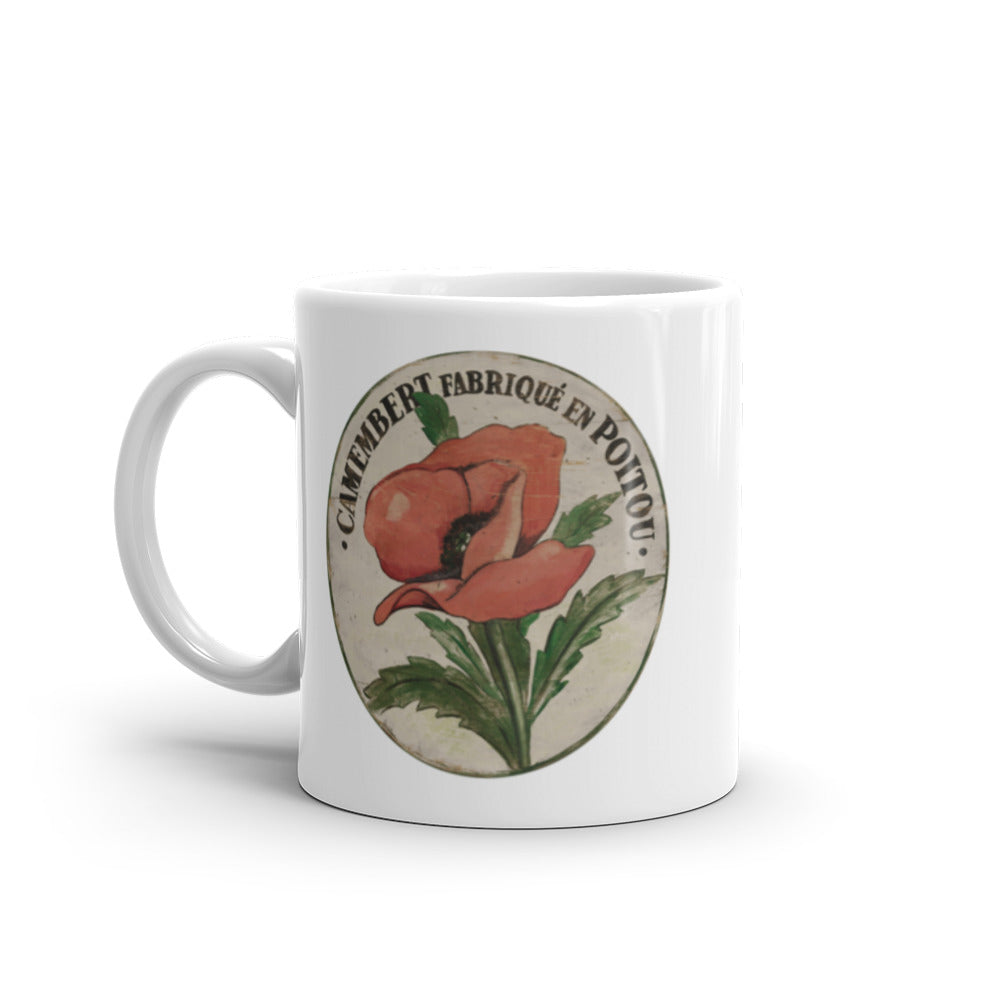 Pink Poppy Stem White Glossy Mug