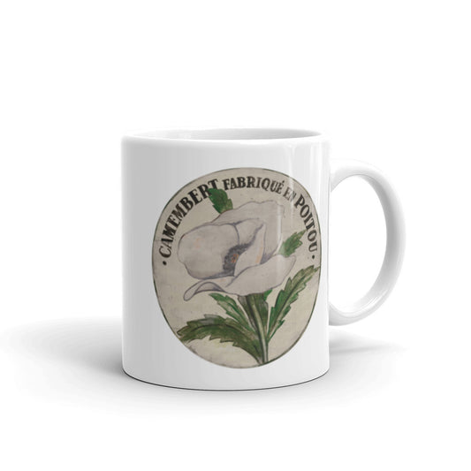 White Poppy Stem White Glossy Mug