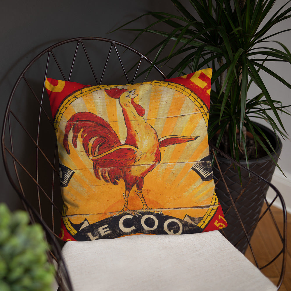 18 x 18 Red & Yellow Sun Rooster Throw Pillow