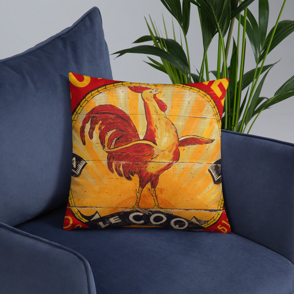 18 x 18 Red & Yellow Sun Rooster Throw Pillow