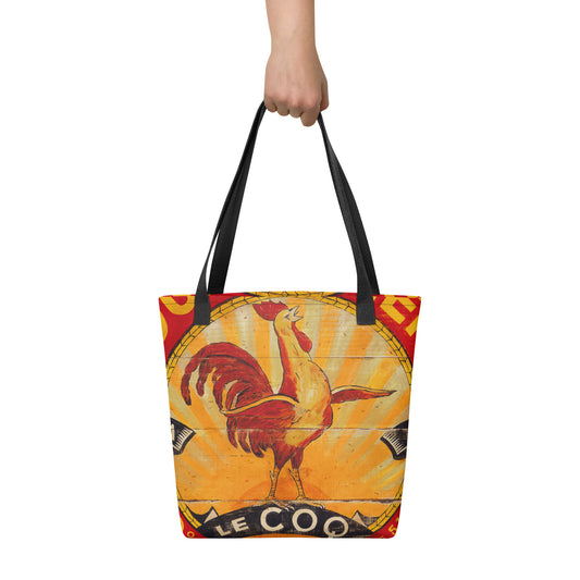 Red and Yellow Sun Rooster Tote
