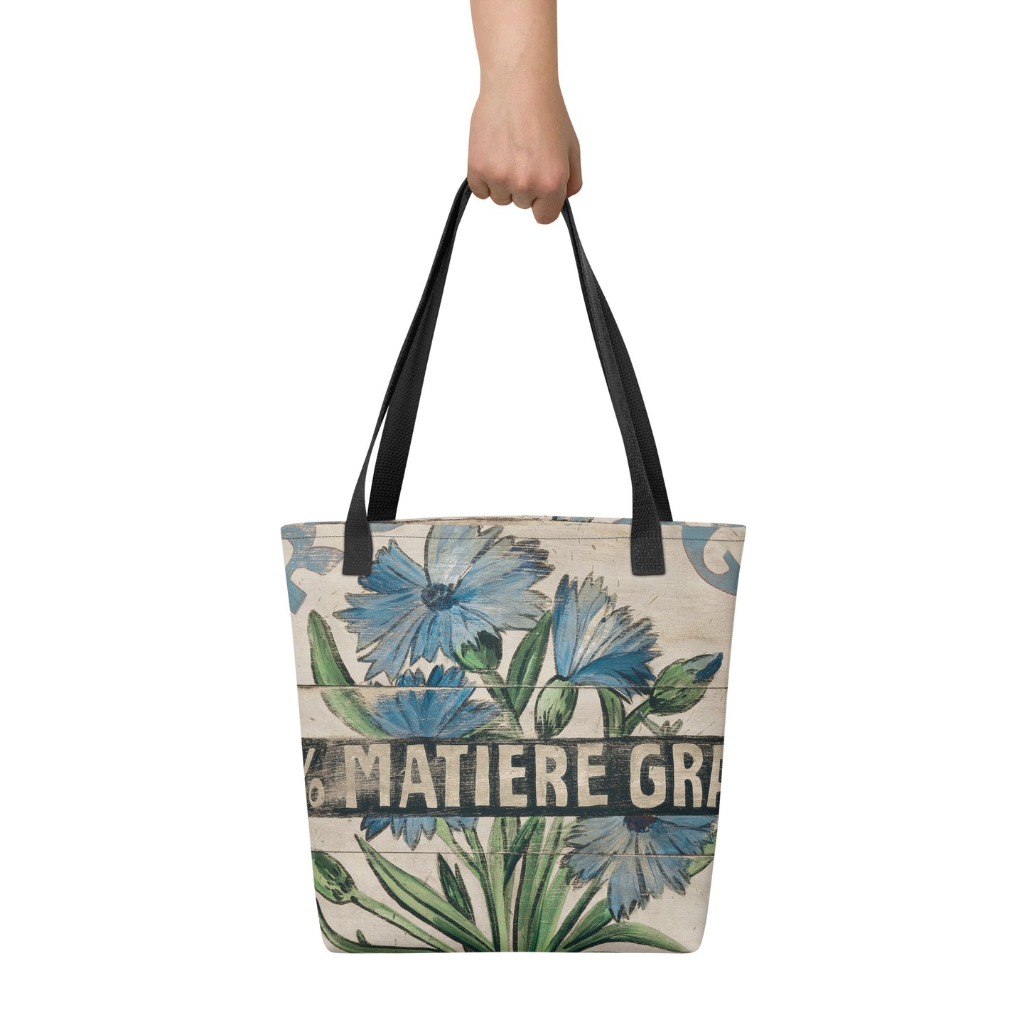 Blue Flower Tote on White