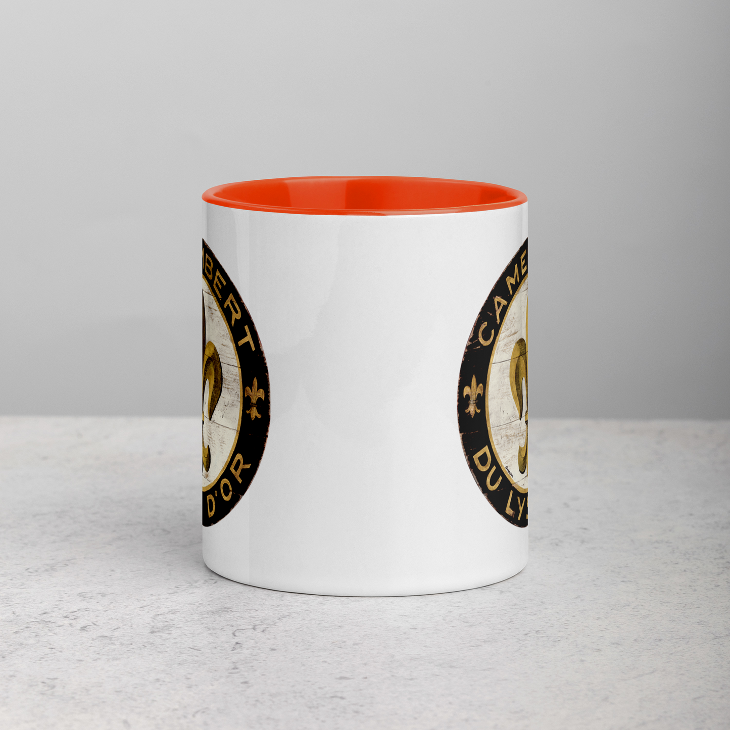 Black and Gold Fleur Mug with Color Inside