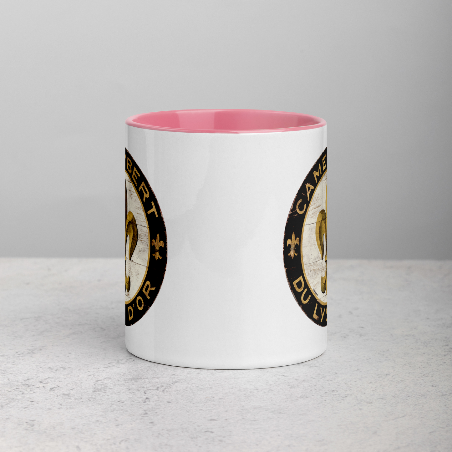 Black and Gold Fleur Mug with Color Inside