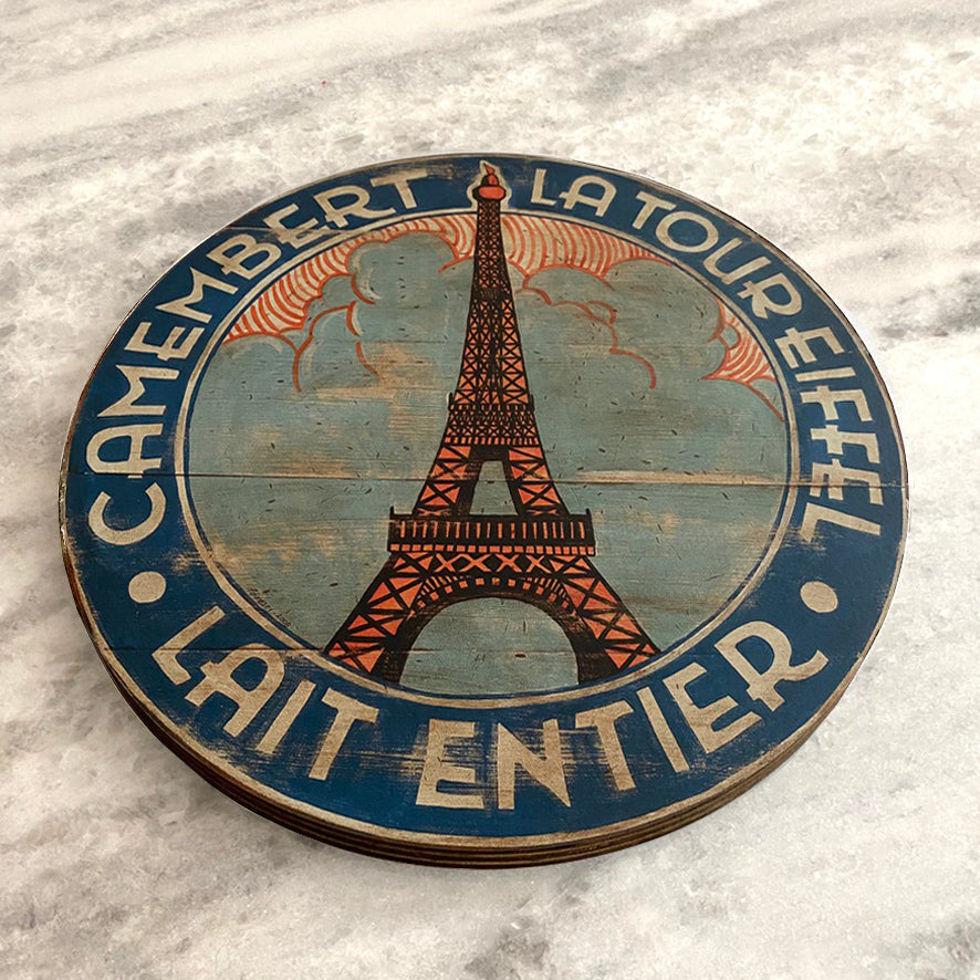 Eiffel Tower in Clouds on Wood Lazy Susan - 15" or 23"