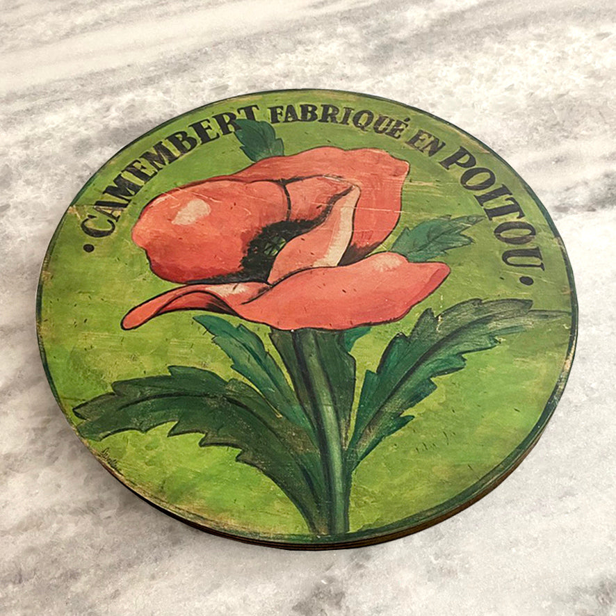 Pink Poppy on Green Wood Lazy Susan - 15" or 23"