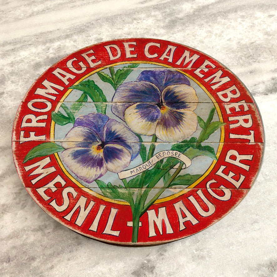 Purple Pansies with Red Border on Wood Lazy Susan - 15" or 23"