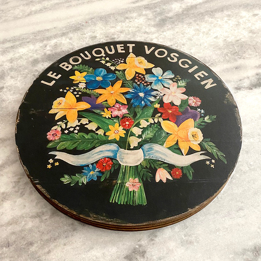 Bouquet of Flowers on Black Wood Lazy Susan - 15" or 23"