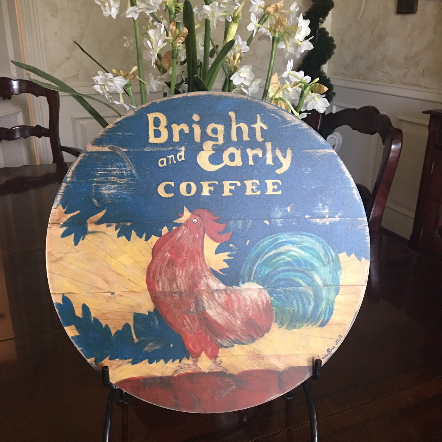 Bright & Early Rooster 15" or 23" Wall Art or Lazy Susan