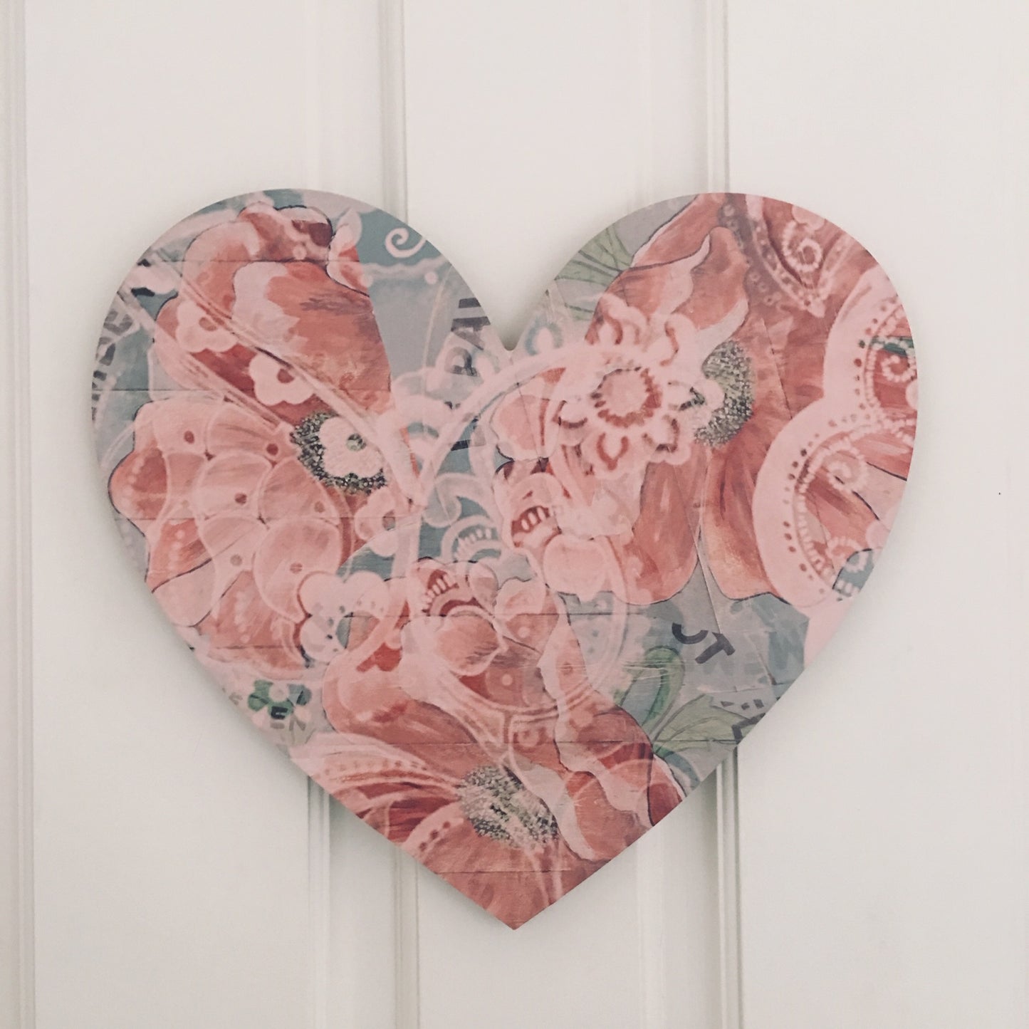 Heart Board Red and Blue Poppy Art decor