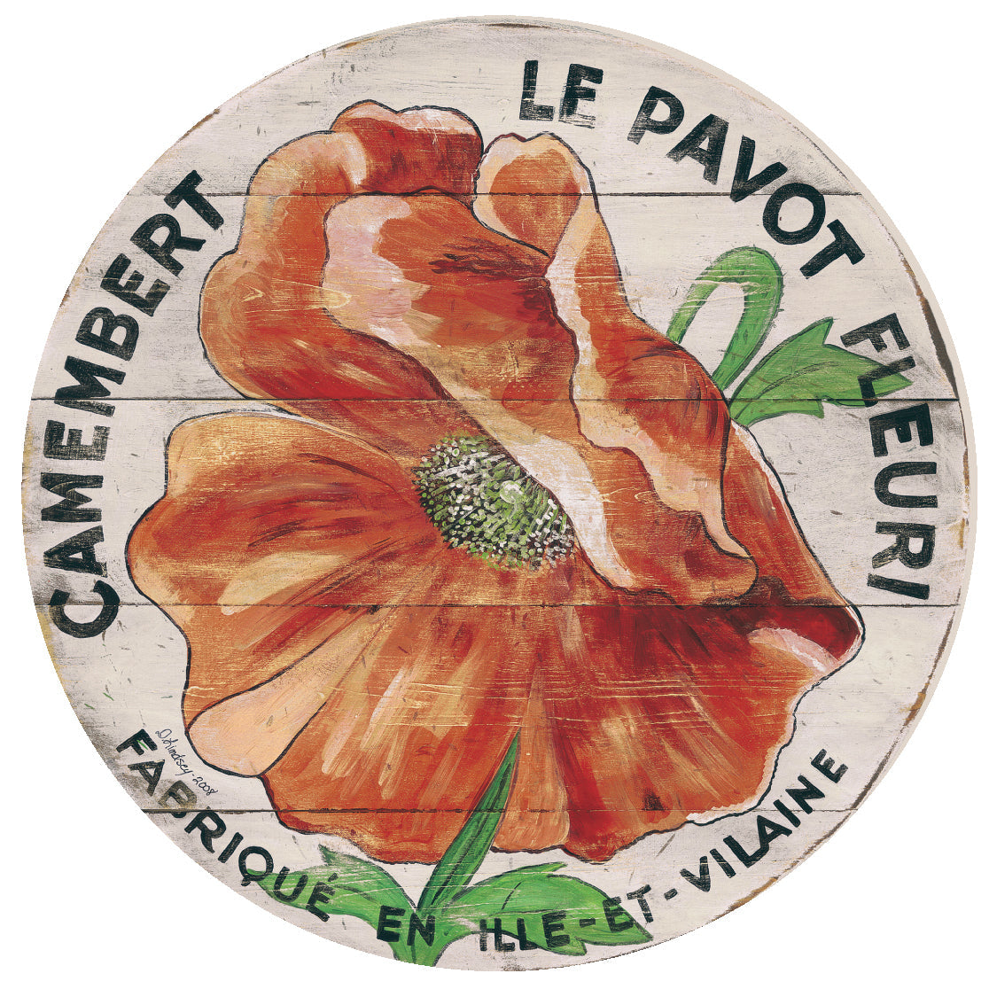 Camembert Orange Poppy Art by Darrellene Designs