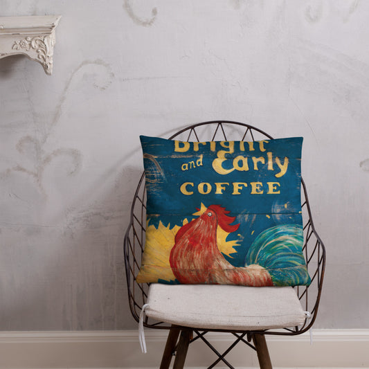 22 x 22 Bright & Early Rooster Throw Pillow