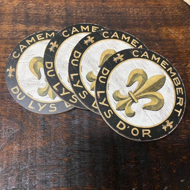 Black & Gold Fleur De Lis Coasters (set of 4)