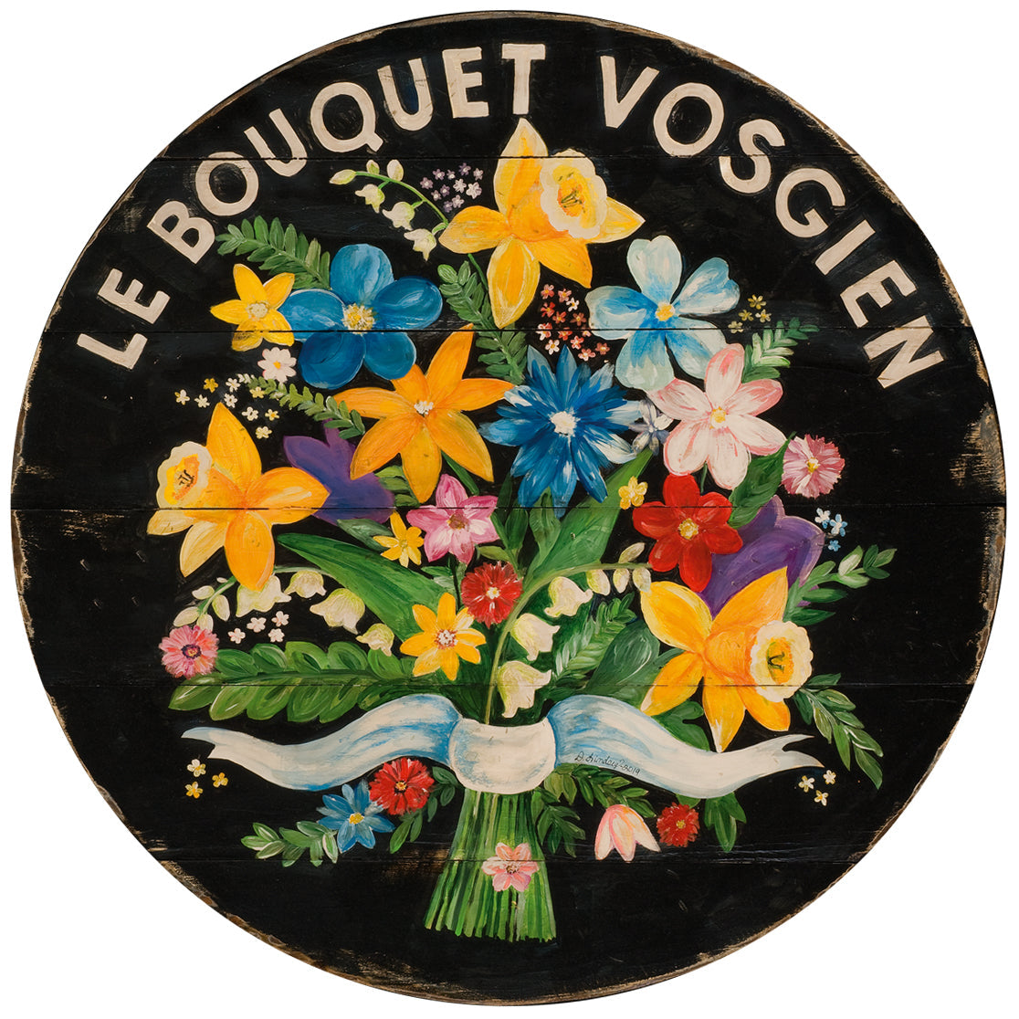 Bouquet of Flowers Black Wall Art or Lazy Susan on wood