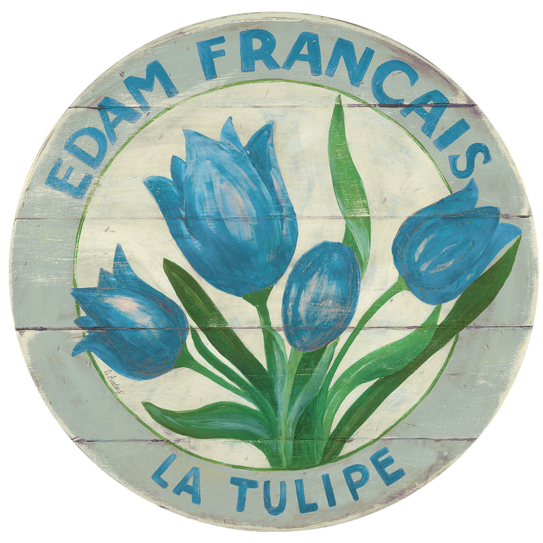Blue Tulips on Wood Wall Art - 15" or 23"
