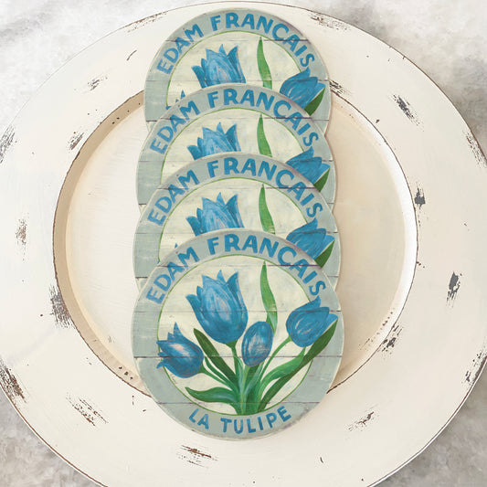Blue Tulip Coasters (set of 4)