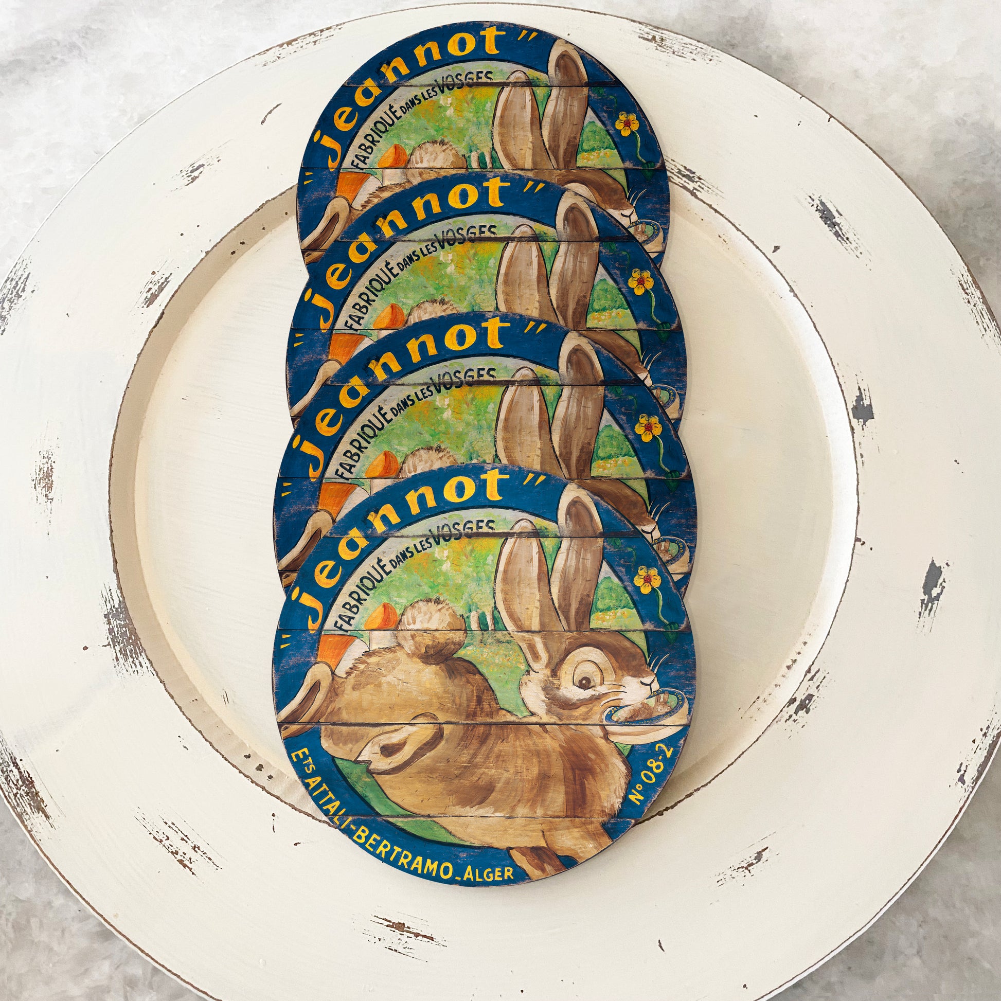 Brown Rabbit with Cheese Coasters (set of 4)