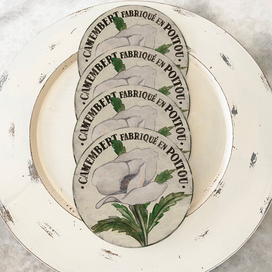 White Poppy Stem coasters (set of 4)