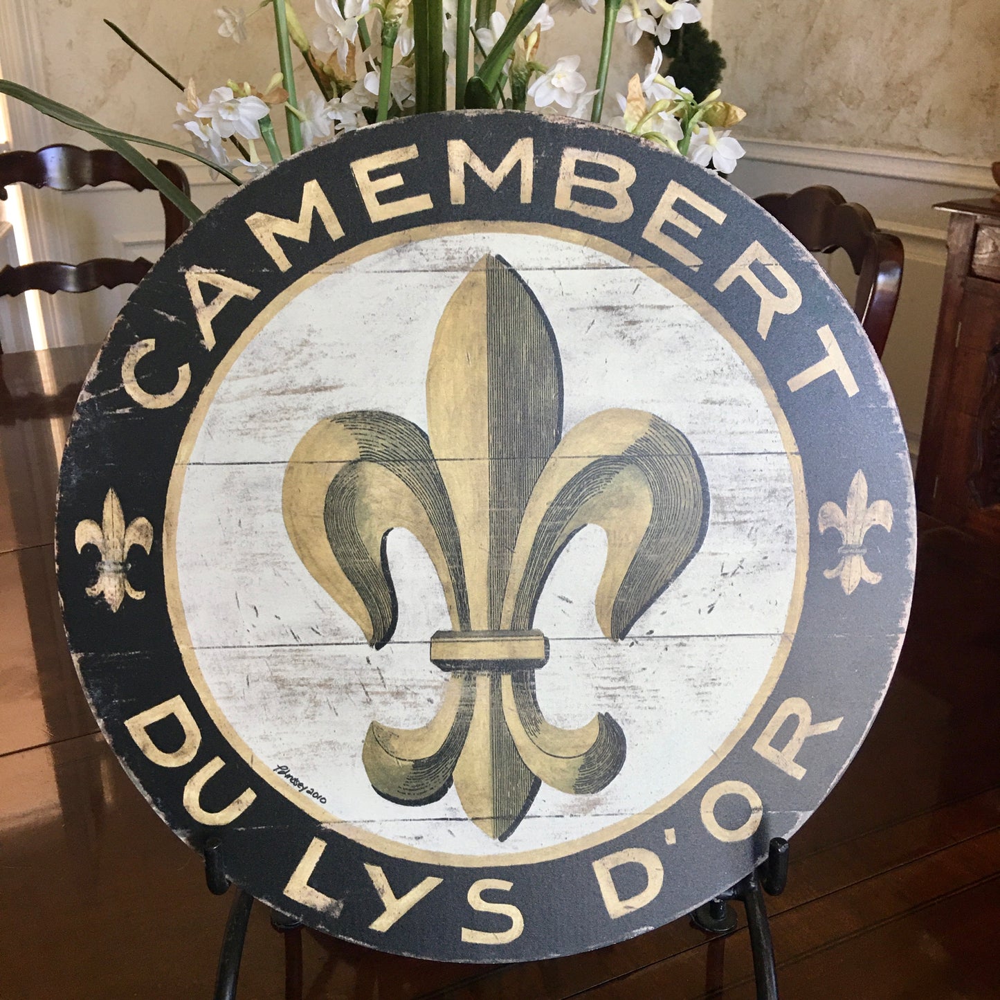 Black & Gold Fleur De Lis 23" Wall Art or Lazy Susan