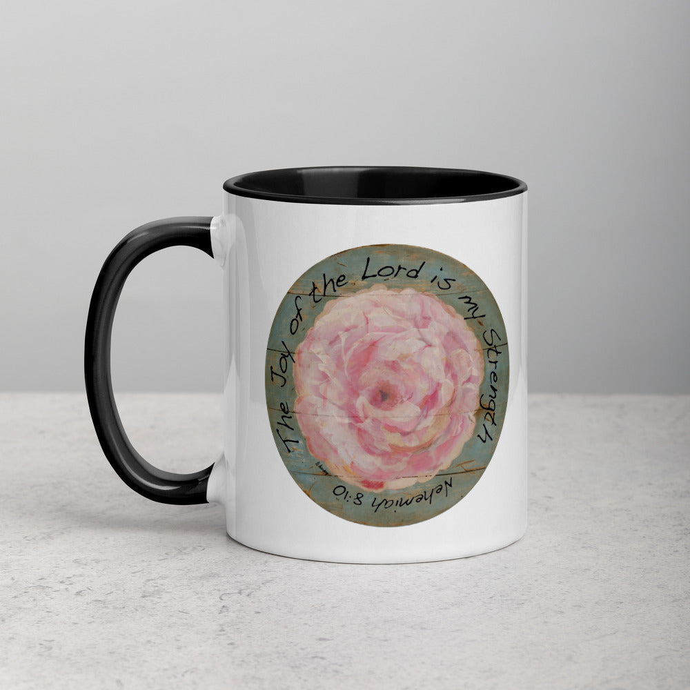 Pink Flower Joy Mug with Color Inside