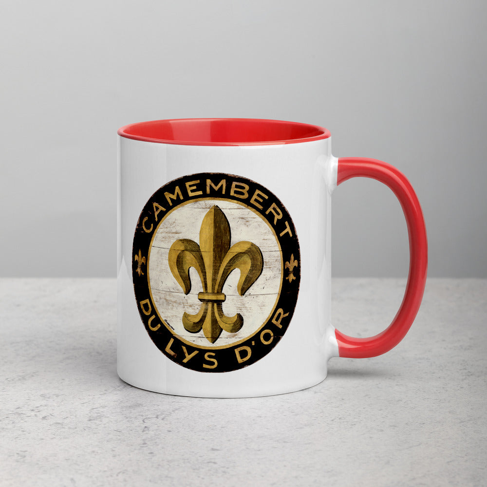 Black and Gold Fleur Mug with Color Inside