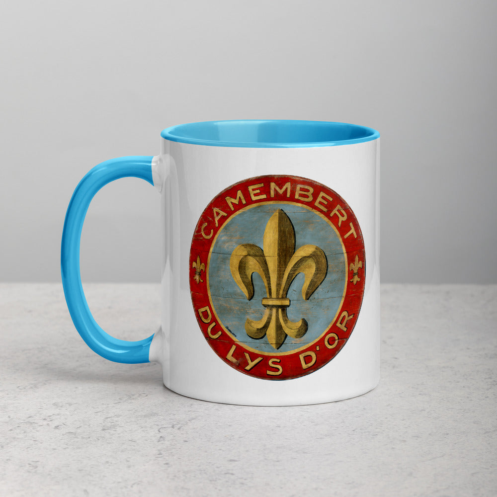 Blue and Gold Fleur Mug with Color Inside