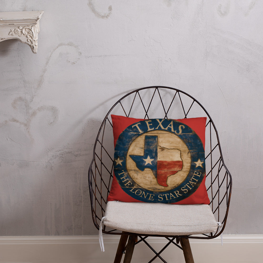 Texas Throw Pillow on Red 18 x 18