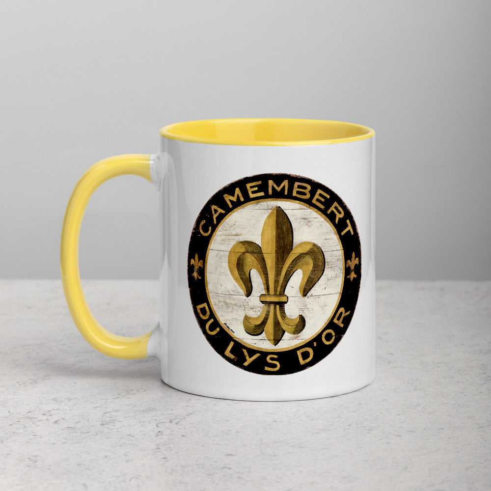 Black and Gold Fleur Mug with Color Inside